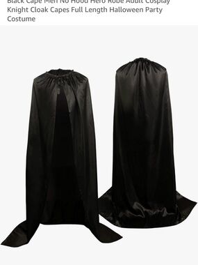 Black Satin Halloween Cape with Tie Closure